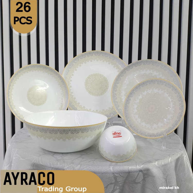 سرویس آکروپال 26 پارچه میراکل خاکستری | سرویس غذاخوری لوکس، مدرن و مقاوم