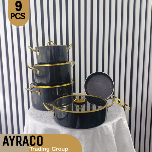 سرویس قابلمه 7 پارچه رنگ مشکی ترک برند هیشو | قابلمه حرفهای آشپزخانه