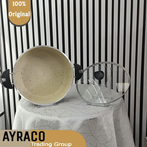 تابه گرانیتی زرفام سایز 28 با درب پیرکس