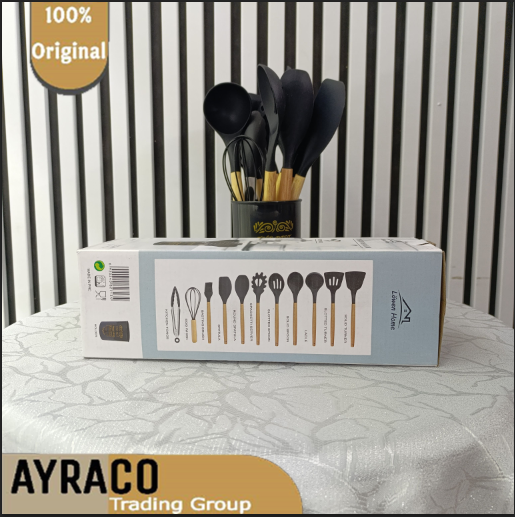 ست 12 پارچه کفگیر و ملاقه سیلیکونی طوسی