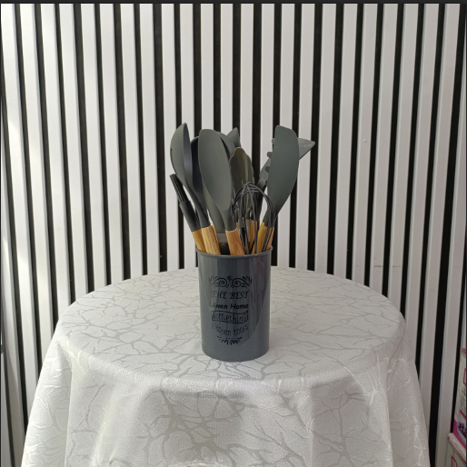 ست 12 پارچه کفگیر و ملاقه سیلیکونی طوسی