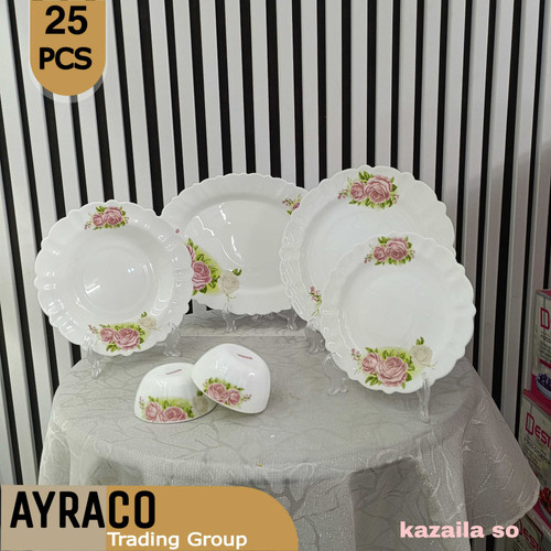 سرویس غذاخوری 25 پارچه آرکوپال ( ۶ نفره ) طرح کازایلا صورتی